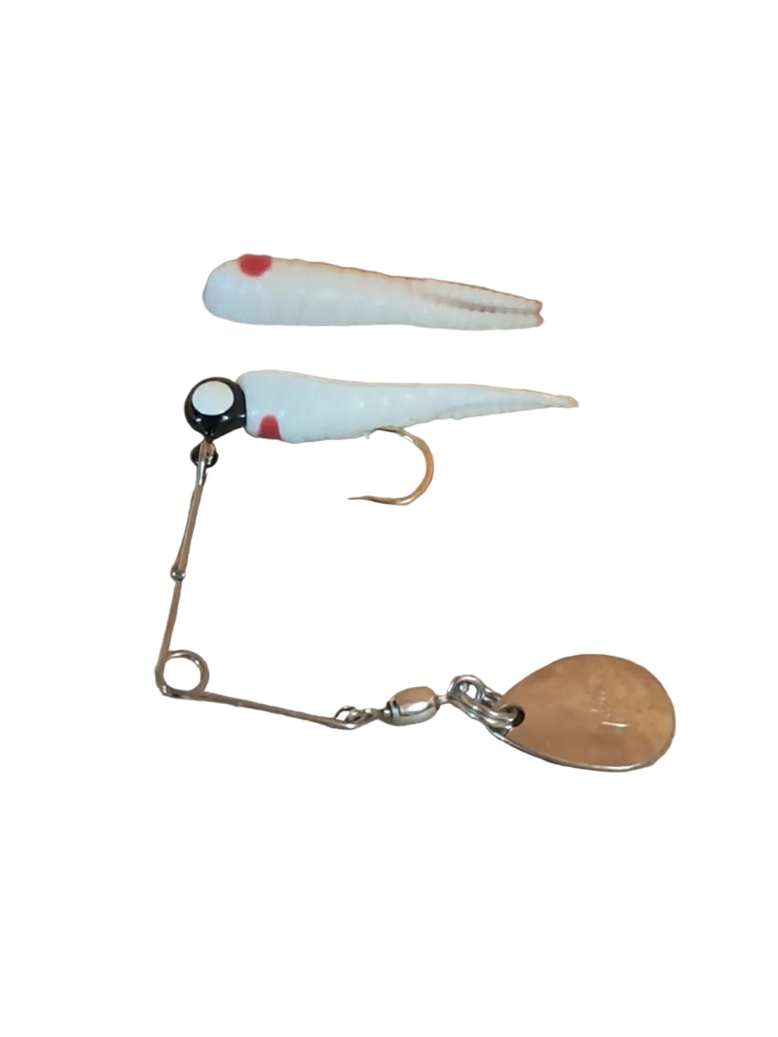 Betts Spin White Red Split Tail Grub 1/32 oz