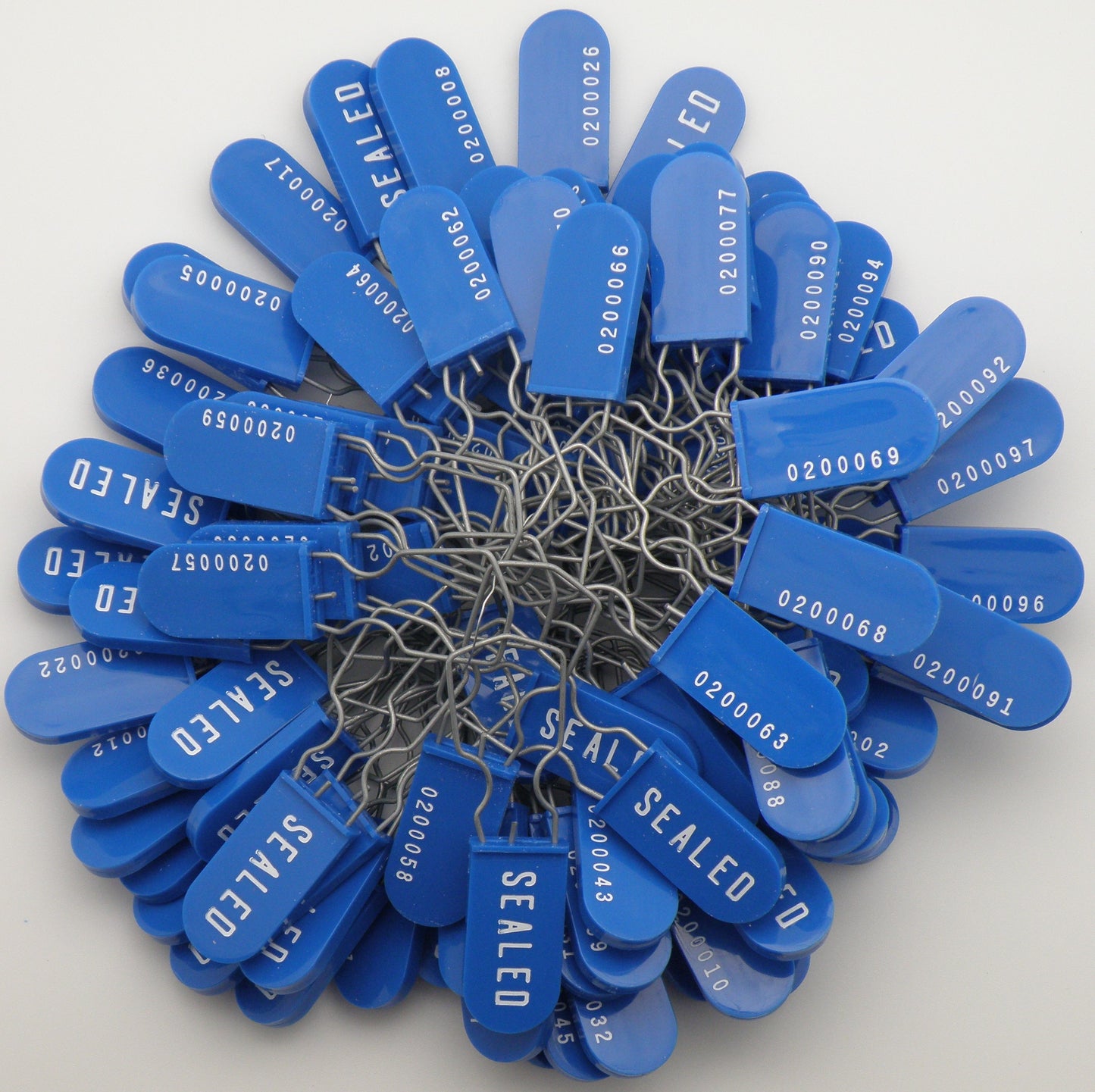 Plastic Wire Padlock Electric Meter Security Seals Sequentially Numbered Blue Pack of 100