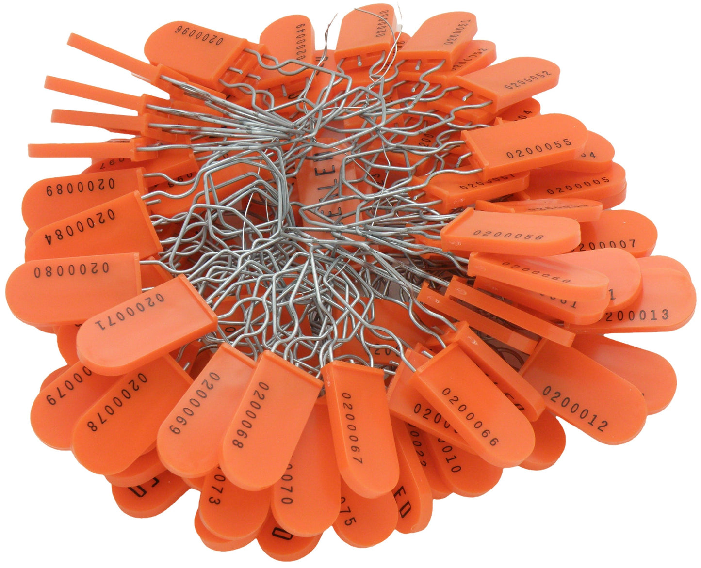Metal Wire Padlock Security Lockout Tagout Seal Pack of 100 Orange