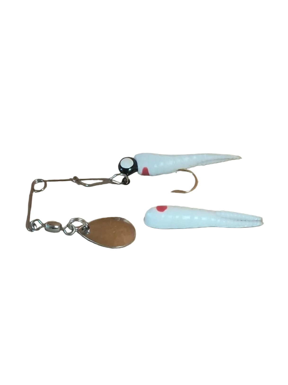 Betts Spin White Red Split Tail Grub 1/32 oz