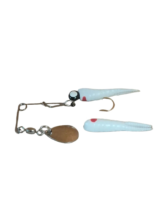 Betts Spin White Red Split Tail Grub 1/32 oz
