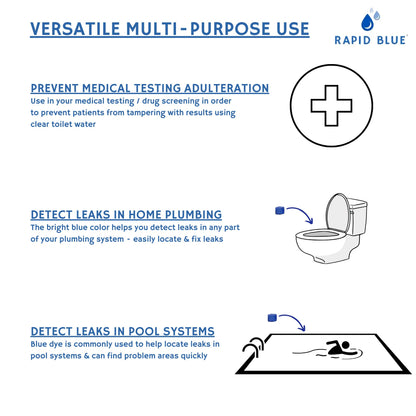 Rapid Blue Dissolvable Blue Dye Tablets for Toilet Leak Detection & Drug Test Adulteration Prevention