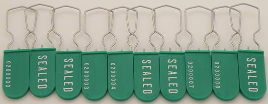 Padlock Metal Wire Security Seal Pack of 10 Green Made In USA