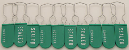 Padlock Metal Wire Security Seal Pack of 10 Green Made In USA
