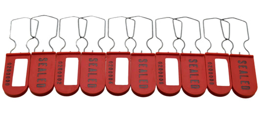 Red Plastic Padlock Security Seal Scored Tool-less Hand Removal 10 Pack