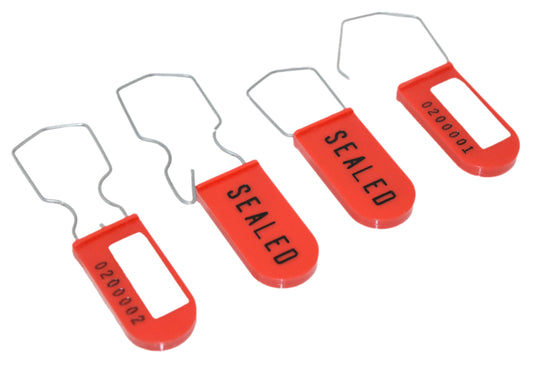 Red Plastic Padlock Security Seal Scored Tool-less Hand Removal 100 Pack