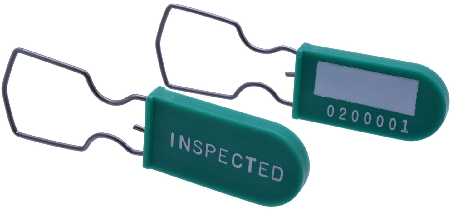 Green Inspector Inspection Tags Plastic Padlock Security Seal Marked Inspected (10 Pack)