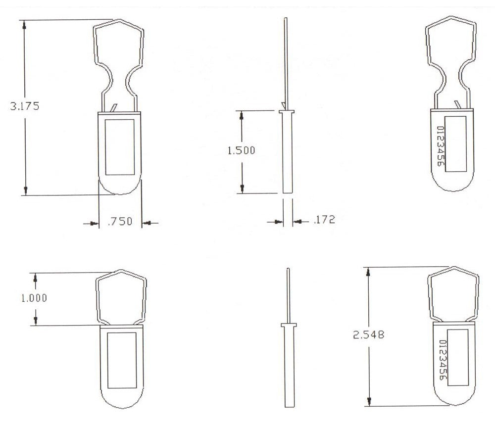 Plastic Wire Padlock Electric Meter Security Seals Sequentially Numbered Grey Pack of 100